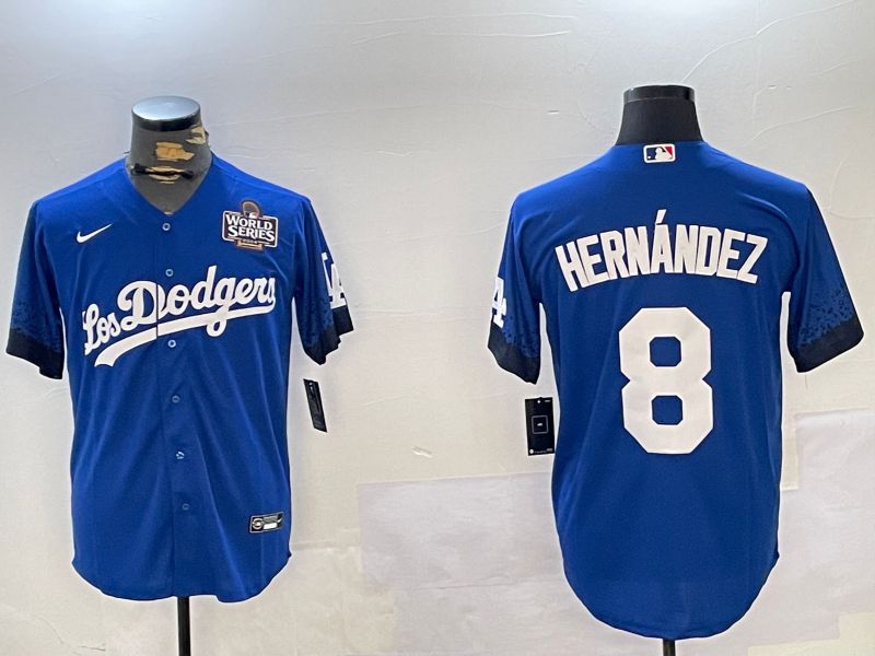 Men Los Angeles Dodgers 8 Hernandez Blue Game 2024 Nike MLB Jersey style 11212